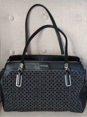 COACH Black and Gray Signature Canvas Tote